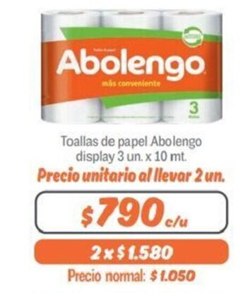 Mayorista 10 Toallas de Papel Abolengo Display 3 un x 10m oferta