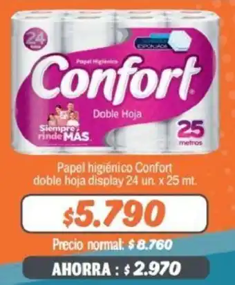 Mayorista 10 Papel Higiénico Confort Doble Hoja Display 24 un x 25m oferta
