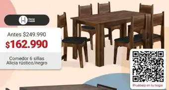 Easy Comedor 6 Sillas Alicia Rústico/Negro oferta