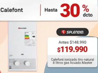 Easy Calefont Ionizado Tiro Natural 8L Gas Licuado Master oferta
