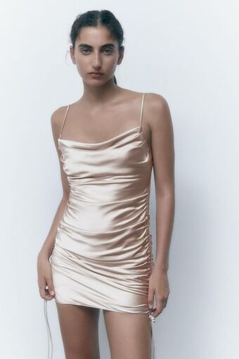 Zara Vestido mini frunces oferta