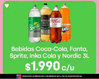 Jumbo Bebidas Coca-Cola, Fanta, Sprite, Inka Cola y Nordic 3L oferta
