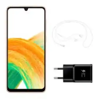 Abcdin Celular samsung galaxy a33 5g 128 gb peach 6,4 gb liberado + audífonos samsung tipo c + cargador portátil tipo c oferta