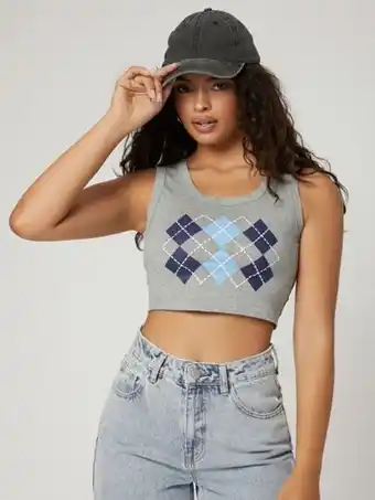 Shein Shein top de tirantes corto con rombo oferta