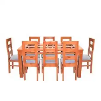 Abcdin Juego de comedor koliat flotado rectangular 8 sillas nogal oferta