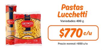 Mayorista 10 Pastas Lucchetti Variedades 400g oferta