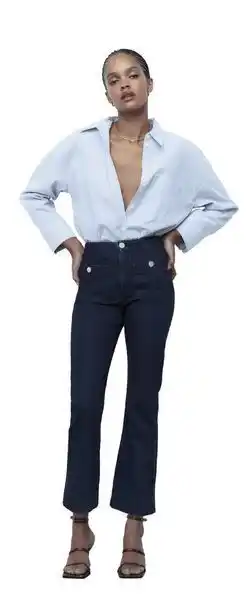 Zara Jeans z1975 high rise mini flare botones dorados oferta