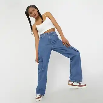 Corona Jeans cargo wide leg azul claro - mujer oferta