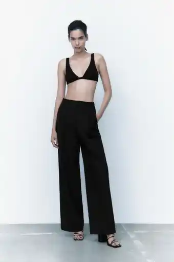Zara Pantalón full length con lino oferta