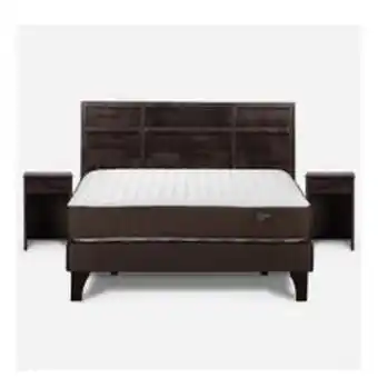 Abcdin Cama europea rosen 2 plazas ergo t + respaldo + 2 veladores robin chocolate oferta