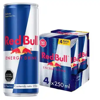 Santa Isabel Pack 4 un. bebida energética red bull 250 ml oferta