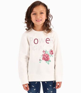 Limonada Polerón con bordado y aplicaciones niña algodón crudo limonada oferta