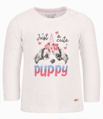 Limonada Polera con estampado de cachorro bebé niña 100% algodón crudo 4 kids oferta