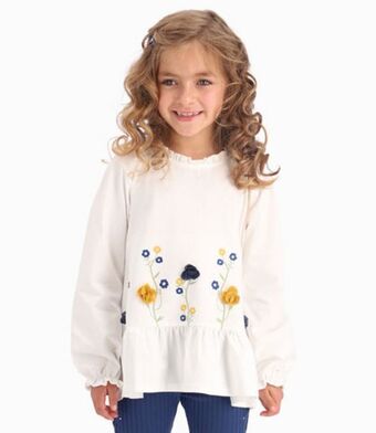 Limonada Polera con macramé en hombros niña algodón crudo limonada oferta