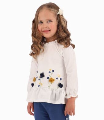 Limonada Polera con macramé en hombros bebé niña algodón crudo limonada oferta