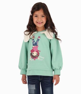 Limonada Polerón con solapa niña algodón verde limonada oferta