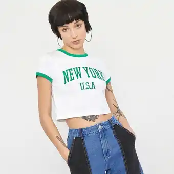Corona Polera mujer manga corta algodón orgánico blanca college oferta