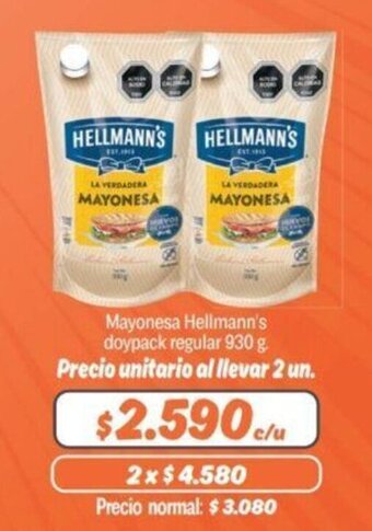 Mayorista 10 Mayonesa Hellmann's doypack regular 930g oferta