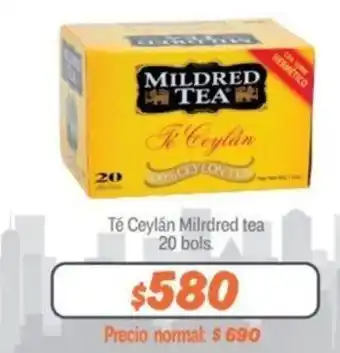 Mayorista 10 Té Ceylán Mildred Tea 20 bols. oferta