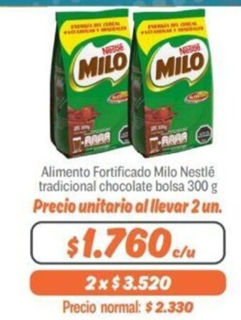 Mayorista 10 Alimento Fortificado Milo Nestlé Tradicional Chocolate bolsa 300g oferta