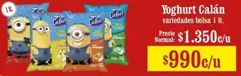 Unimarc Yoghurt Calán variedades bolsa 1lt oferta