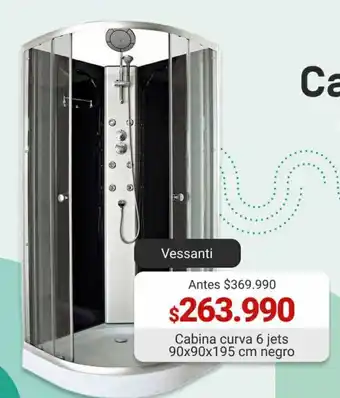 Easy Vessanti Cabina curva 6 Jets 90 x 90 x 195 cm Negro oferta