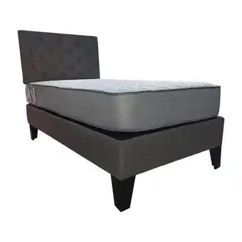 Paris Cama americana 1.5p + colchon de resortes + respaldo gris lino oferta