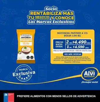 Alvi Mayonesa Partner & Co Bolsa 1.94 kg oferta