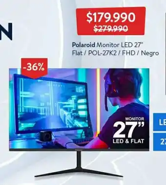 Lider Polaroid Monitor LED 27"Flat / POL-27K2 / FHD / Negro oferta