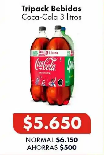 Super Bodega a Cuenta Tripack Bebidas Coca-Cola 3 litros oferta