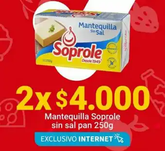 Santa Isabel Mantequilla Soprole sin sal pan 250g oferta