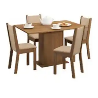 Abcdin Comedor favatex leone rectangular 4 sillas café oferta