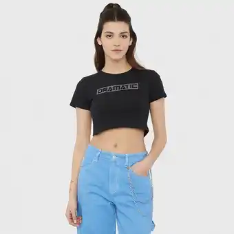 Corona Polera mujer manga corta brillos algodón orgánico negro oferta