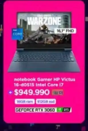 Ripley HP Notebook Gamer Victus 16-d0515 Intel Core i7 oferta