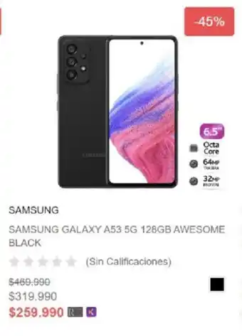 Ripley Samsung Galaxy A53 5G 128GB Awesome Black oferta