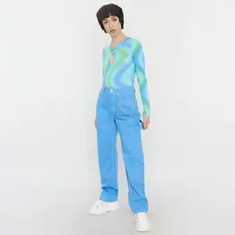 Corona Jeans mujer wide leg carpintero pespunte azul oferta