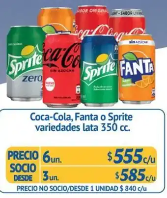 Alvi Coca-Cola, Fanta o Sprite variedades lata 350 cc oferta