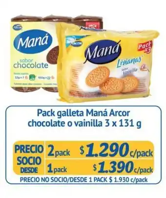 Alvi Arcor Pack Galleta Mana chocolate o vainilla 3 x 131g oferta
