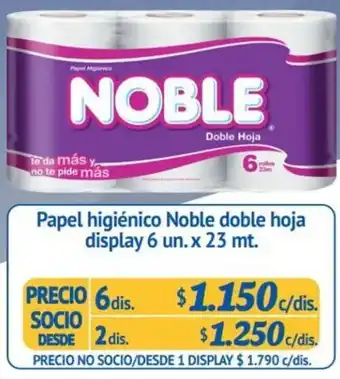 Alvi Noble papel higienico doble hoja display 6 un x 23 mt oferta