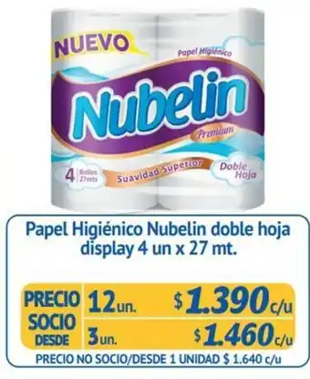 Alvi Nubelin papel higienico doble hoja display 4 un x 27 mt oferta