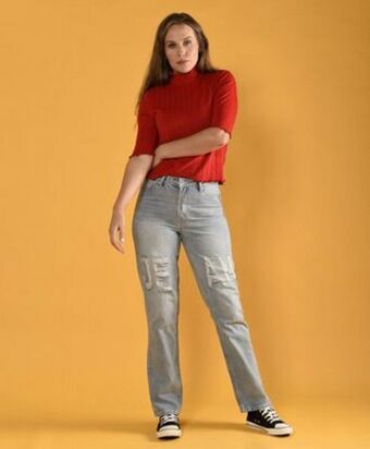 Tricot Jeans tiro alto oferta