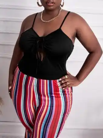 Shein Top de tirantes con nudo delantero con abertura oferta