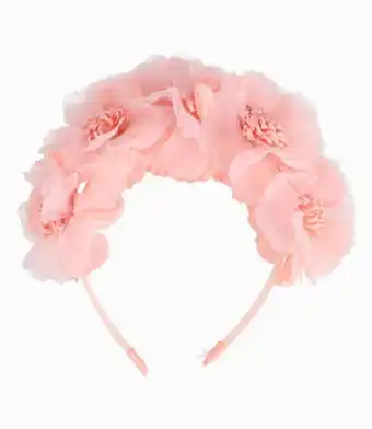 Cintillo corona floral niña rosado limonada