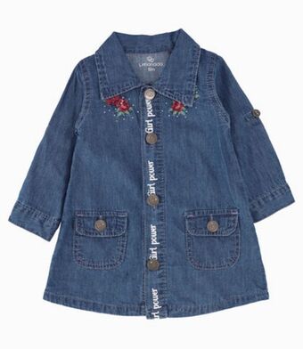 Limonada Vestido con bordado de flores bebé niña denim celeste limonada oferta