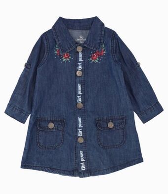 Limonada Vestido con bordado de flores bebé niña denim azul limonada oferta