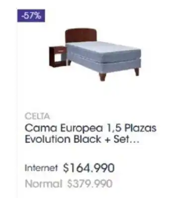 Abcdin Celta Cama Europea 1.5 Plazas Evolution Black oferta