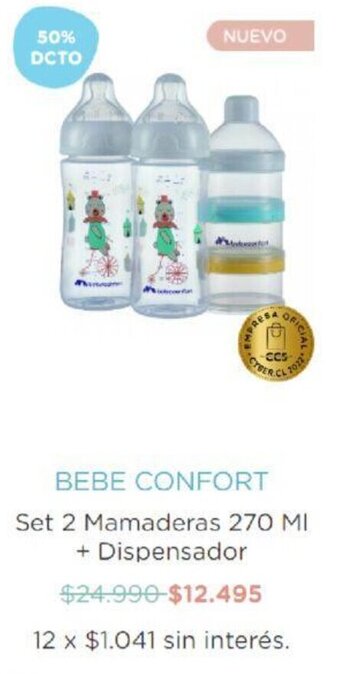 Infanti Bebe Confort Set 2 Mamaderas 270 MI + Dispensador oferta