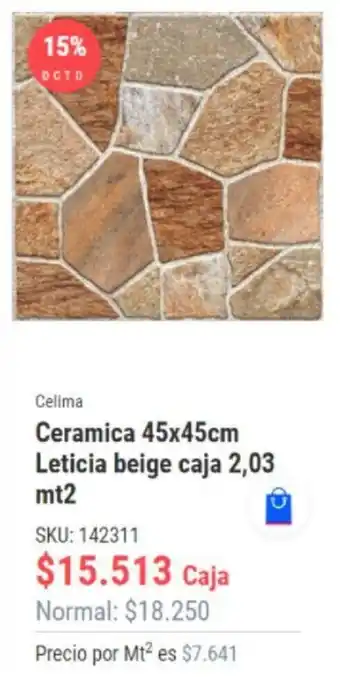Celima Ceramic 45 x 45cm Leticia Beige Caja 2,03 mt2