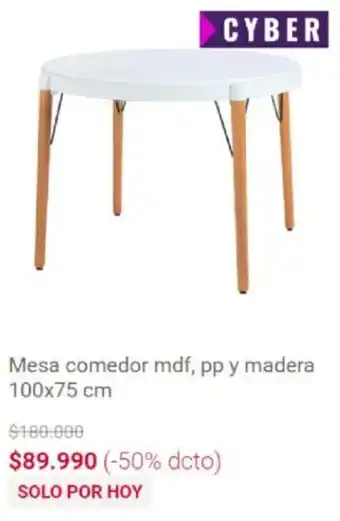 Casaideas Mesa Comedor MDF, pp y Madera 100x75cm oferta