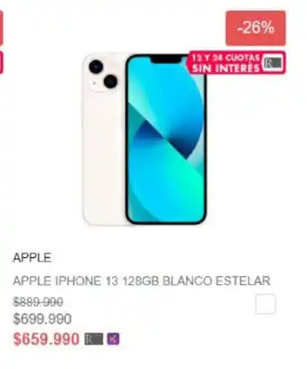 Ripley Apple iPhone 13 128 GB Blanco Estelar oferta